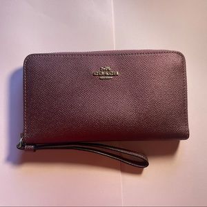 Maroon Coach Zip Wallet Wristlet